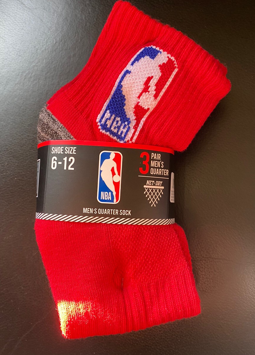 NBA Logoman Basketball Q Crew Socks-3 Pairs/Size 6-12 Red NBA Logoman Basketball Q Crew Socks-3 Pairs/Size 6-12 Red