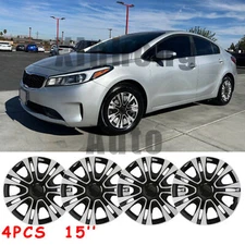 For Kia Forte 15" Set of 4 Wheel Covers Full Rim Snap On Hub Caps Replacement