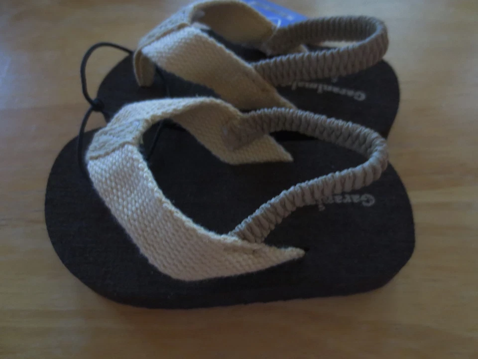 NEW Boys Infant Toddler 9-12*12-18 month GARANIMALS Tan Beige Flip Flops Sandals - Image 2 of 2
