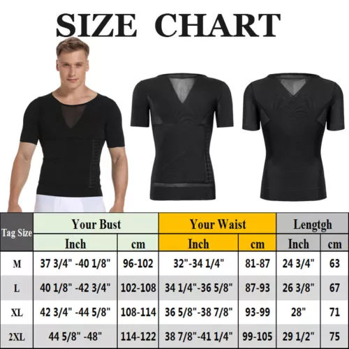 GILET DA UOMO BODY SHAPER SLIMMING PANCIA PETTO COMPRESSIONE T-SHIRT TANK TOP CINTURA - Foto 30 di 36