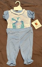 Carter's Pajamas Set 12m Girls Bunny 2 Piece Snap Waist Vintage New Tags Blue PJ