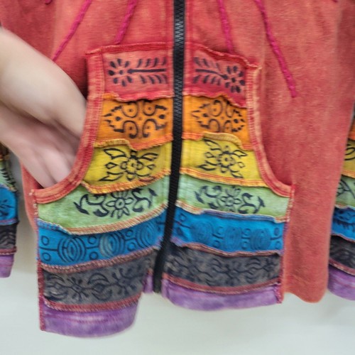 Boho Rainbow Sun Hoodie – S/M – Made in Nepal - Picture 5 of 8
