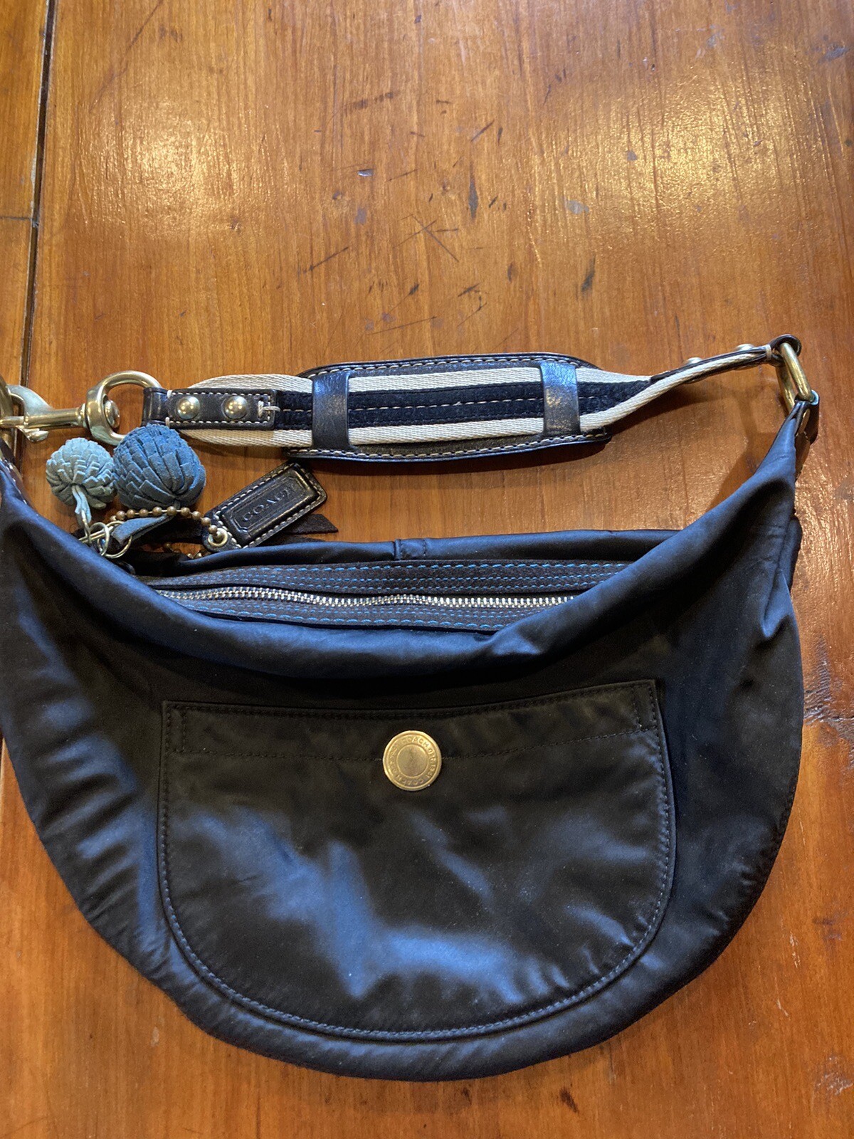 Coach Small Black Hobo Shoulder Bag Or Purse With Bra… Gem