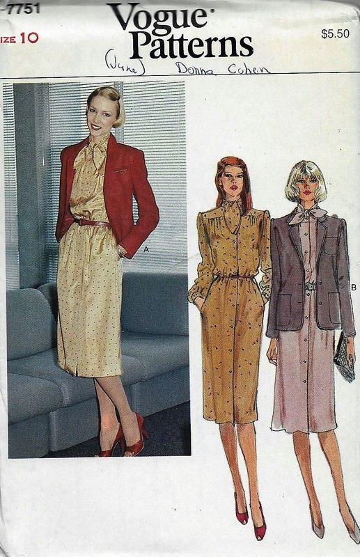 Vintage Vogue 7751 Women's Long Sleeve Front-button Dress & Jacket Pattern Sz 10
