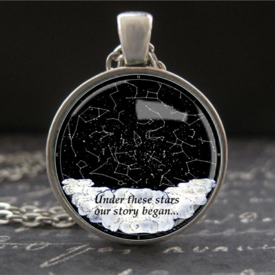 Custom Star Map Necklace for Girlfriend Personalized Night Sky by Date Location