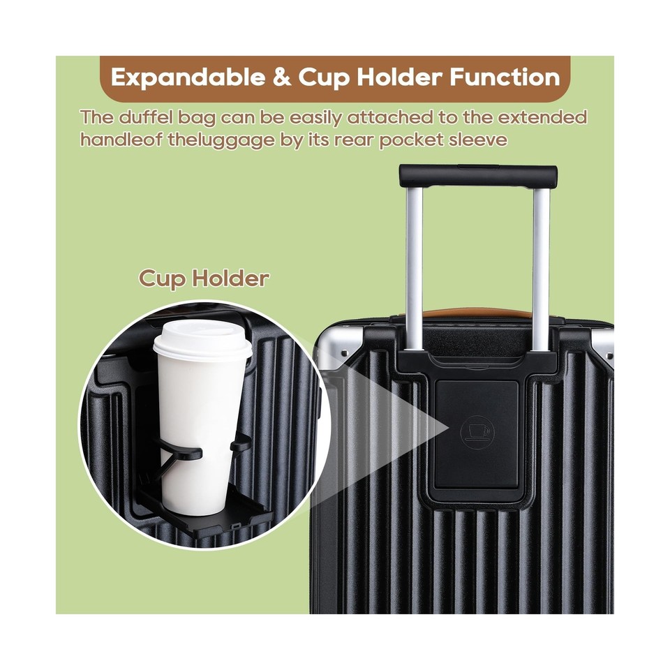 Joyway 20-Inch Carry-On Luggage With Cup Holder, USB Port, And 25