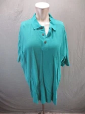 Scandia Woods Size L Men Blue 100% Cotton 1/2 Button Short Sleeve Polo Shirt 238