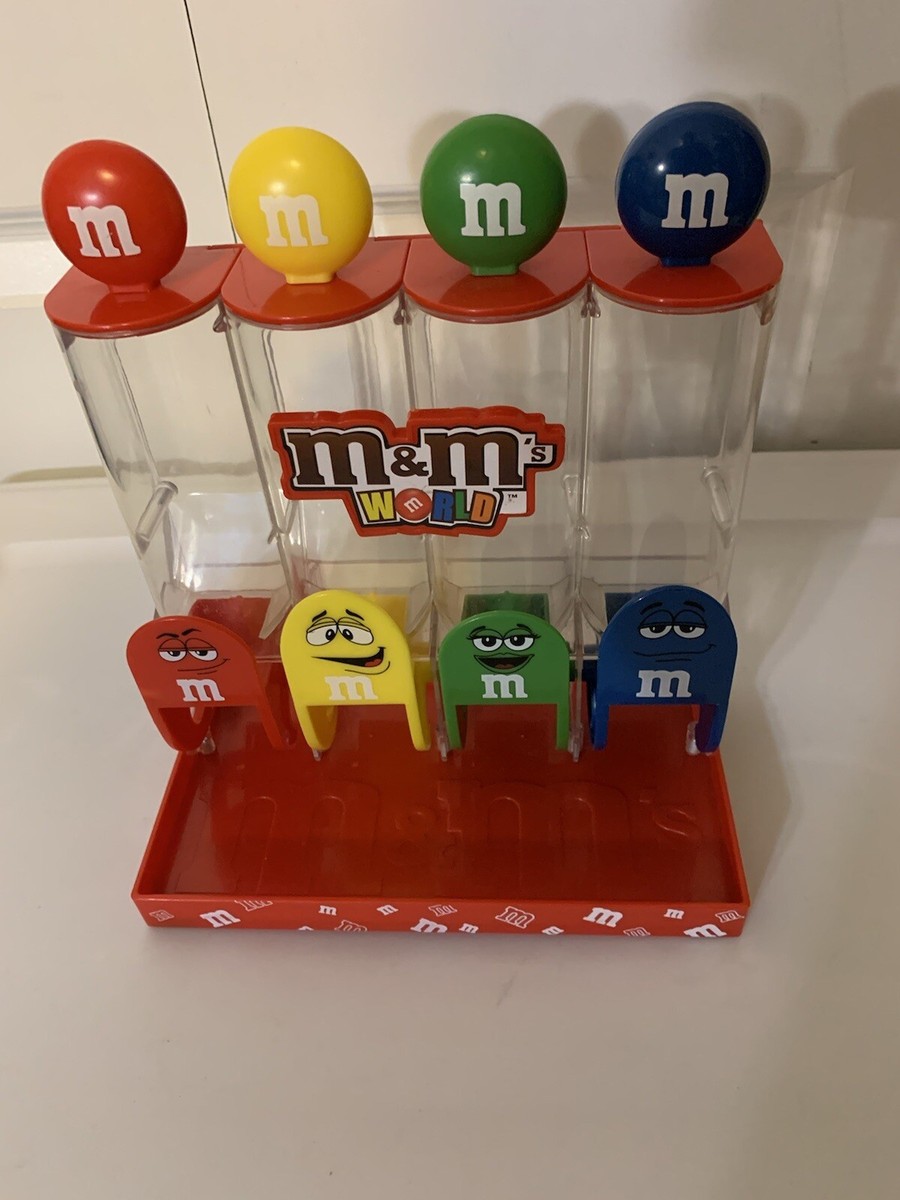 M&M's World Four Tube Red Candy Dispenser 4 colors Red, Yellow
