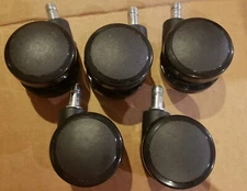 5 Swiveling Casters. Plastic For Desk Chairs 2-3/8 Inches