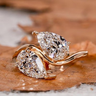 Sparkling Pear Cut Lab Grown Anniversary Ring 8 Ct in Sterling Silver for Women