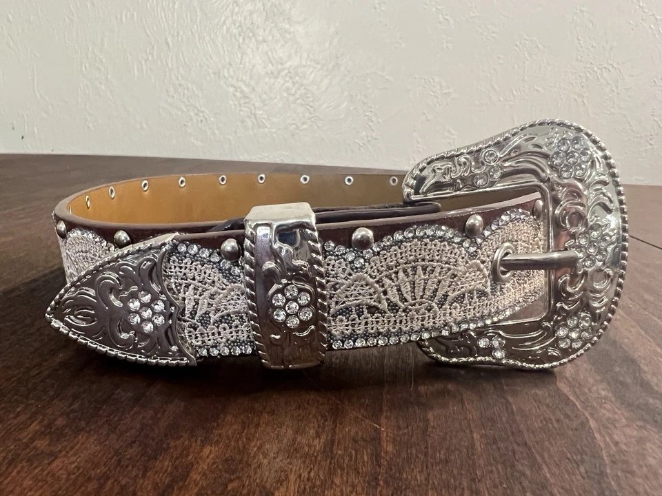 Ремень вестерн из натуральной кожи для девочек блестящий размер маленький - Изображение 2 из 4