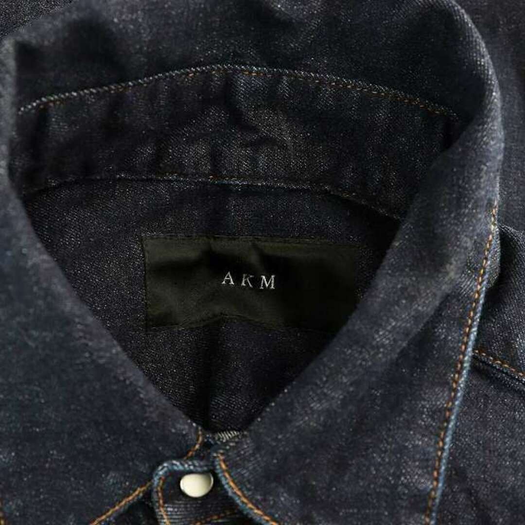 AKM デニムシャツ ストレッチ S024 AKM Denim Shirt Long Sleeve Stretch L Navy S024 DO Used