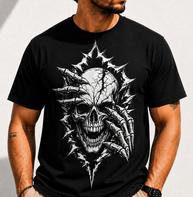 Skull Reaper Graphic Tee Gothic Streetwear Skeleton Horror Punk Shirt Black Tee