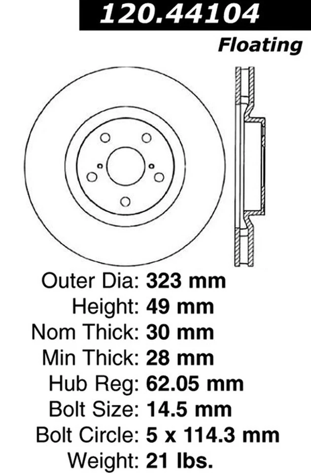 Rotor de freno Centric Parts 120.44104 Centric Premium para Toyota Supra 93-98 Foto 3 de 4