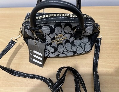 Coach Signature Mini Tasche schwarz/grau gold Hardware brandneu mit Etikett