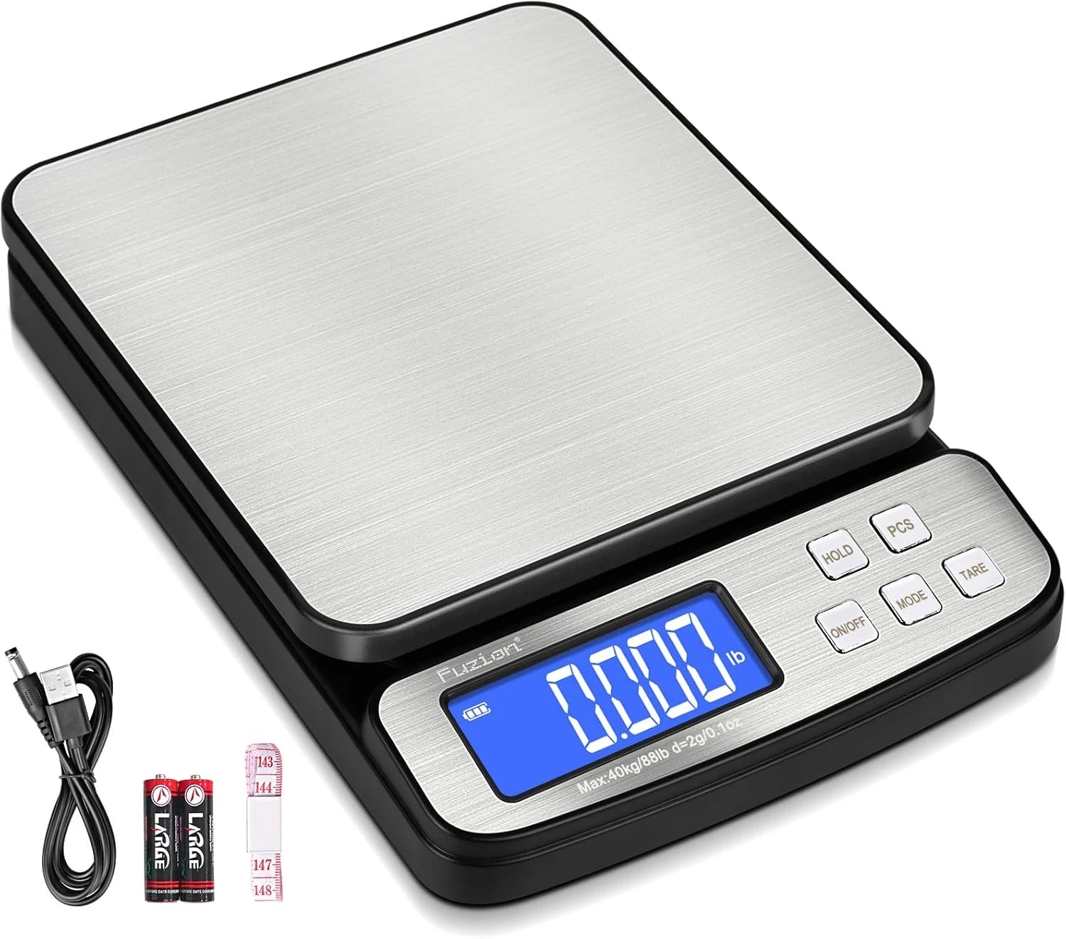 Fuzion Digital Shipping Postal Scale - 88lb x 0.1oz, 88LB, More Silver