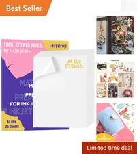 25 Matte White Waterproof Vinyl Sticker Sheets for Inkjet Printers - Quick Dry