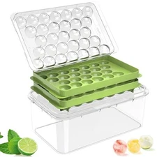 Ice Cube Tray with Lid and Bin,Ice Tray,62 Round Ice Trays for Freezer, BPA 