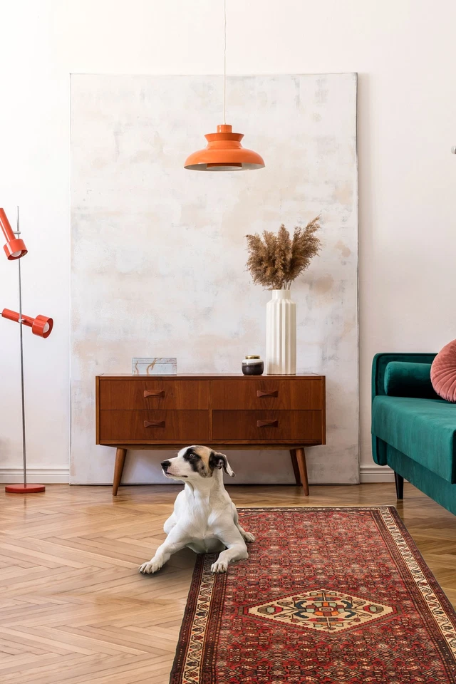 Alfombra de corredor vintage anudada a mano alfombra de lana oriental tradicional de 3'5" x 9'11" Foto 2 de 4