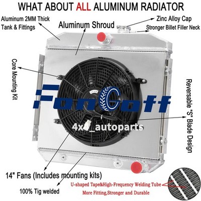 For 1955-57 Chevrolet Bel Air Belair Del Ray L6 4 Rows Radiator+Shroud Fan 5056