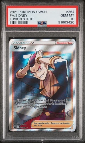 2021 POKEMON SWORD & SHIELD FUSION STRIKE #264 FA SIDNEY FUSION STRIKE PSA 10