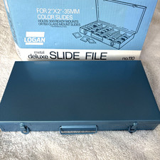 VTG LOGAN METAL DELUXE SLIDE FILE No. 110 for 2x2 35mm Color Slides NEW IN BOX