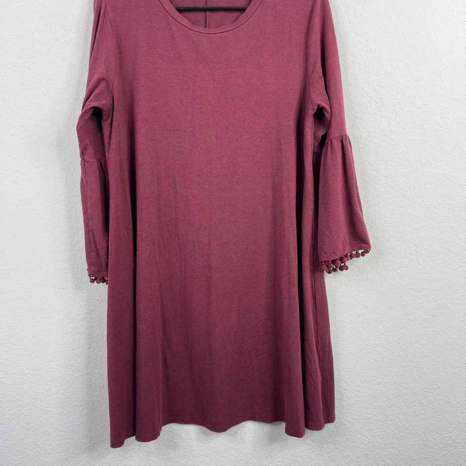 Vestido Johnny Was Calme Mujer M Borgoña Bambú Manga Campana Boho Minimalista Foto 4 de 4