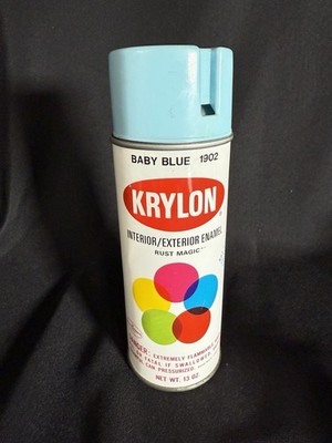 Baby Blue Notch Top Rare 1970s Enamel Borden Krylon Vintage Spray Paint can Fat