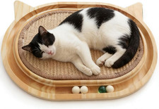 Sisal Cat Scratcher Toy with Ball Track,Wooden Interactive Cat Toy,Cats Scratch