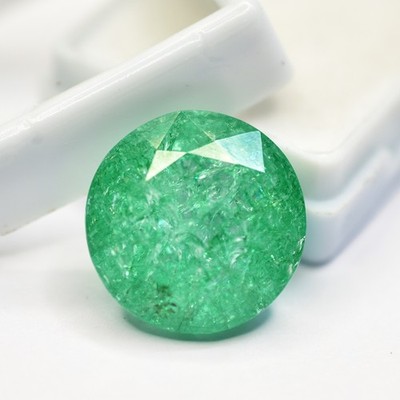 Beautiful Natural Green EMERALD 29.95 Ct Round Cut Certified Loose Gemstone