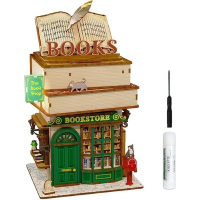 Tonecheer 3D Holz Modell Puzzle DIY Kit Spielzeug, Time Bookstore