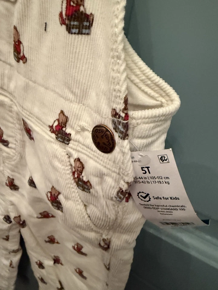 Oshkosh B’Gosh Overalls 再版熊灯芯绒 5T 全新 — 第 2/4 张图片