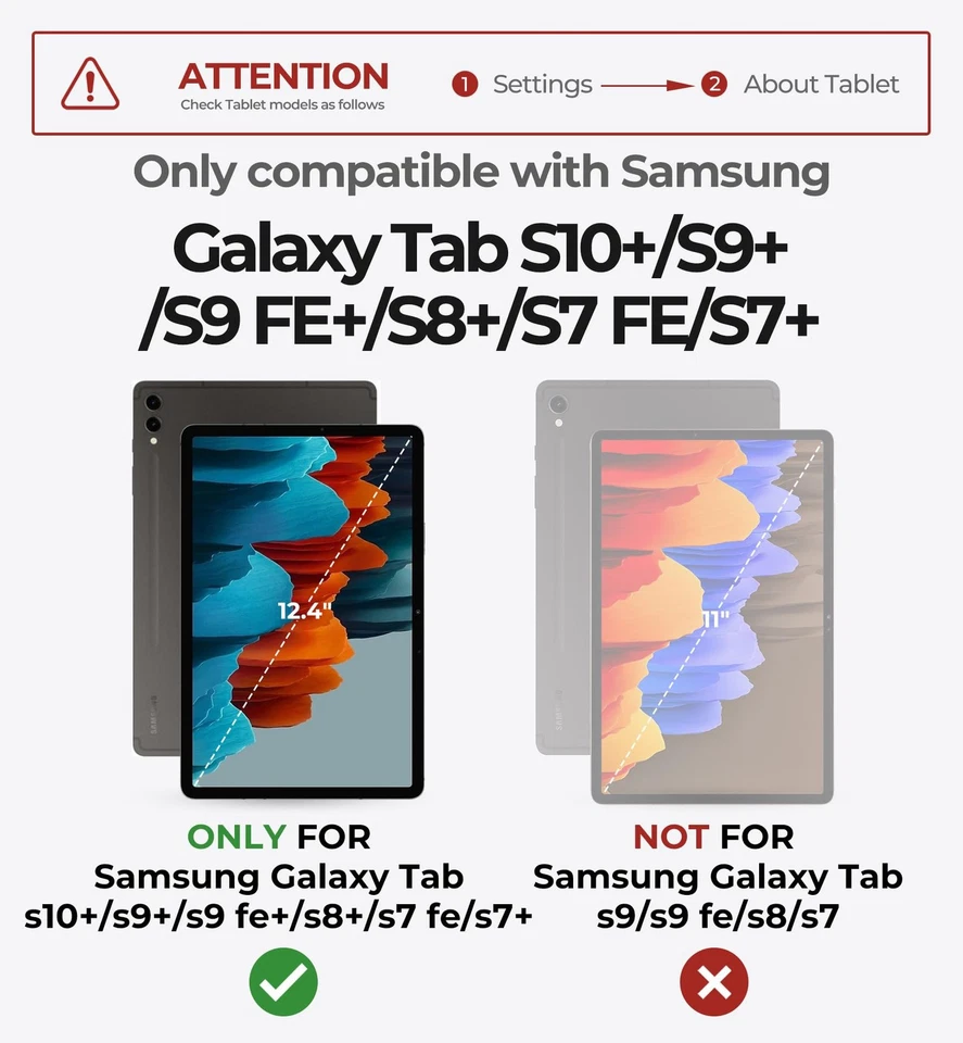 for Samsung Galaxy Tab S10+ / S9+ / S8+ / S7+ Case with Keyboard, 12.4'' Floa... - Image 2 of 4