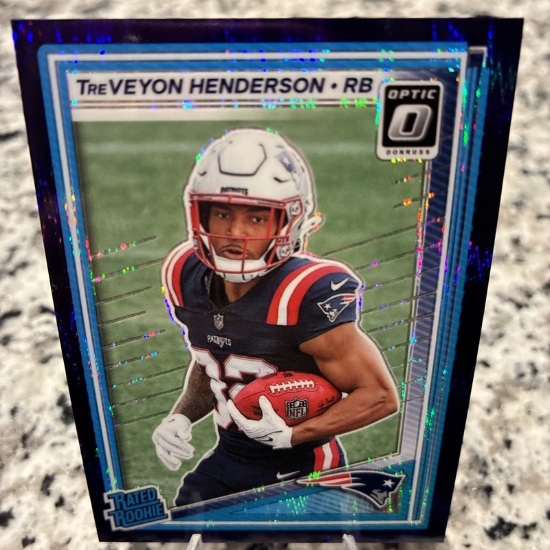 2025 Panini Donruss Optic Treveyon Henderson Purple Shock Prizm #248 Patriots