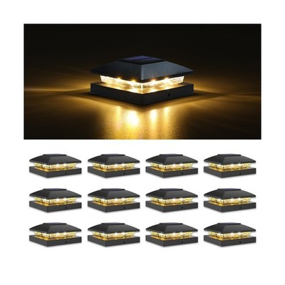 VOLISUN 4x4 Solar Post Cap Light 12pack,Solar Fence - Cap Lights Outdoor Wate...