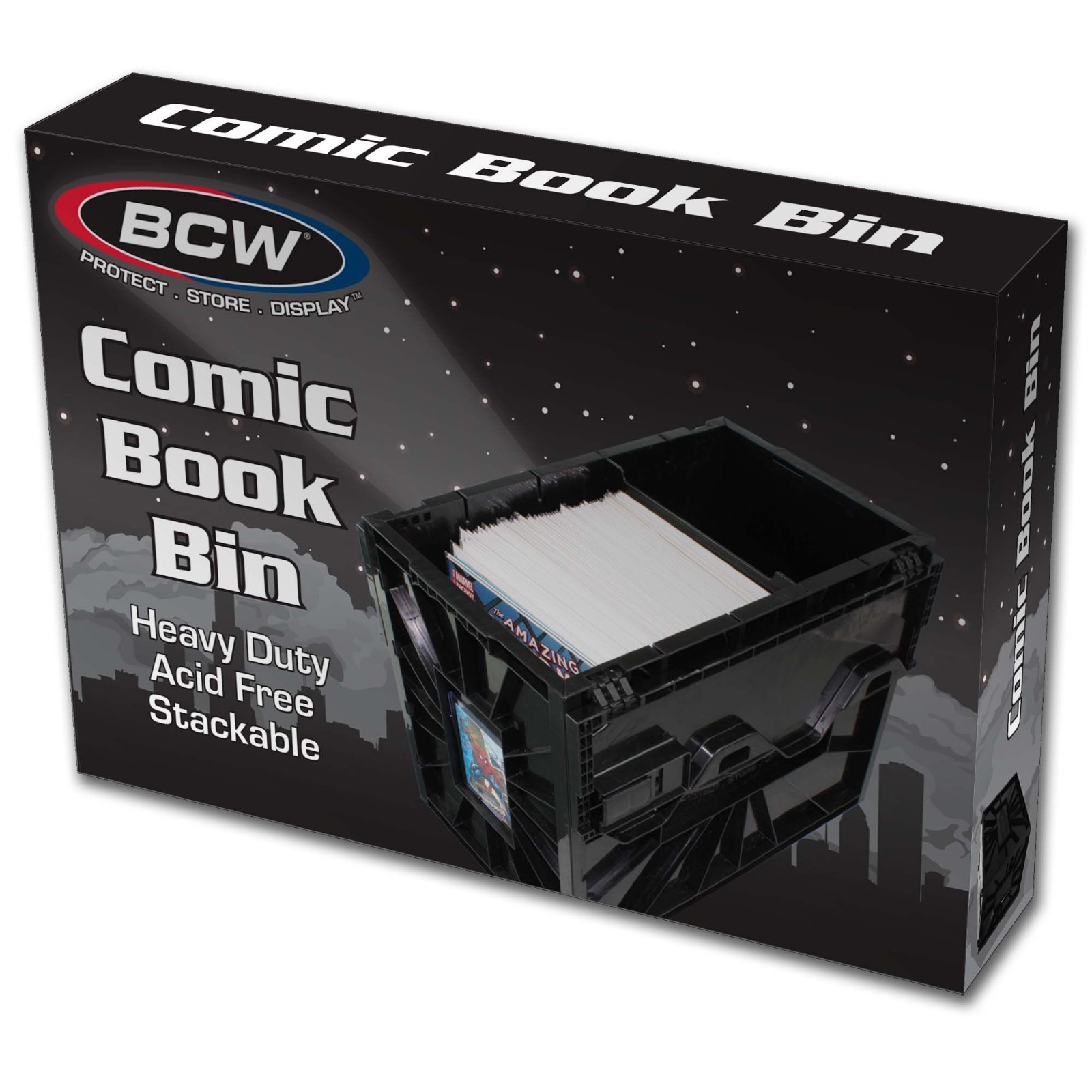 1 BCW Black Short Comic Book Bin Heavy Duty Acid Free Plastic Box +3 Partitions