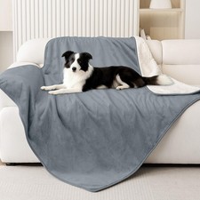 Waterproof Pet Blanket - Reversible Sherpa Fleece Throw for Dogs Cats, 50x60