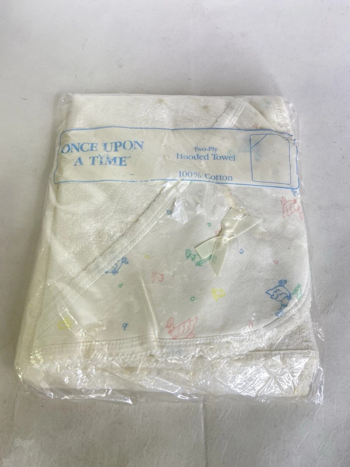 Vintage Once Upon a Time Hooded Towel Cotton ABC Ducks Made in USA