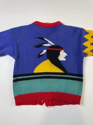 Vintage Christine Foley Kids Native American Sweater Cardigan Knights  Size 4
