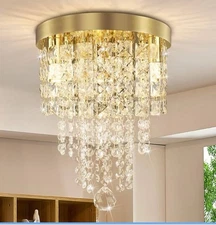 Modern Crystal Flush Mount Ceiling Light – Luxury Gold Chandelier Lamp