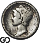 1921 Mercury Dime *Key Date, Low Mintage*