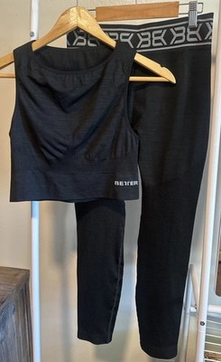 Better Bodies 3-piece Workout Set Black Size Medium Leggings, Sports Bra & Top 