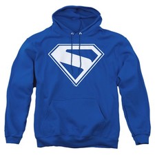 Superman 2025 New Logo White Adult Pull-Over Hoodie, Royal, S-3XL