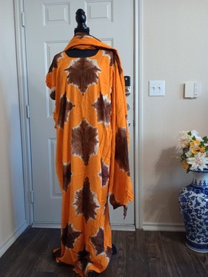 African Dera Kaftan Dress Tie Dye One Size Multi Color