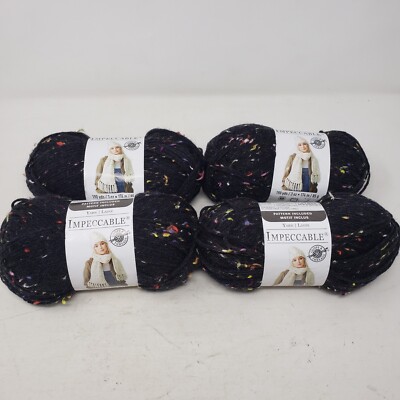 Lot 4 Skeins Loops & Threads Impeccable Bulky Acrylic Yarn Charcoal Tweed 190 yd