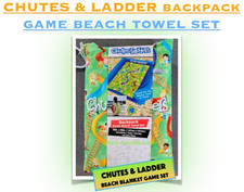 Hasbro Game CHUTES LADDER Backpack Beach Towel Set Tote Bag Bath Pool Park Kid
