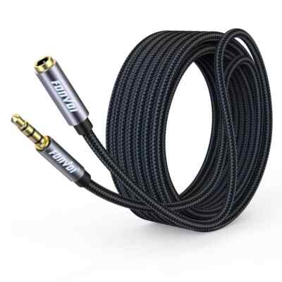 4 Pole 3.5Mm Stereo Jack Male to Female Aux Extension Cable, 8FT