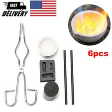 6pcs/Set Graphite Crucible Set Torch Melting Casting Tool Kit Ingot Mold US