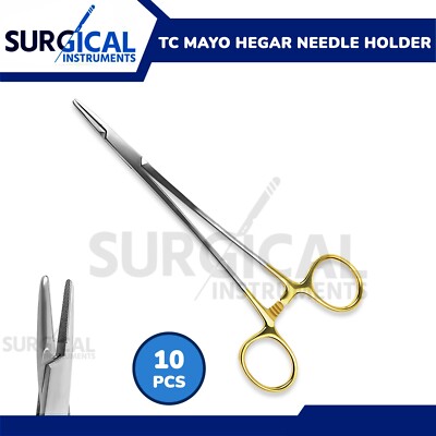 10 Pcs T/C Mayo Hegar Needle Holder Driver 7'' Surgical Veterinary German Grade