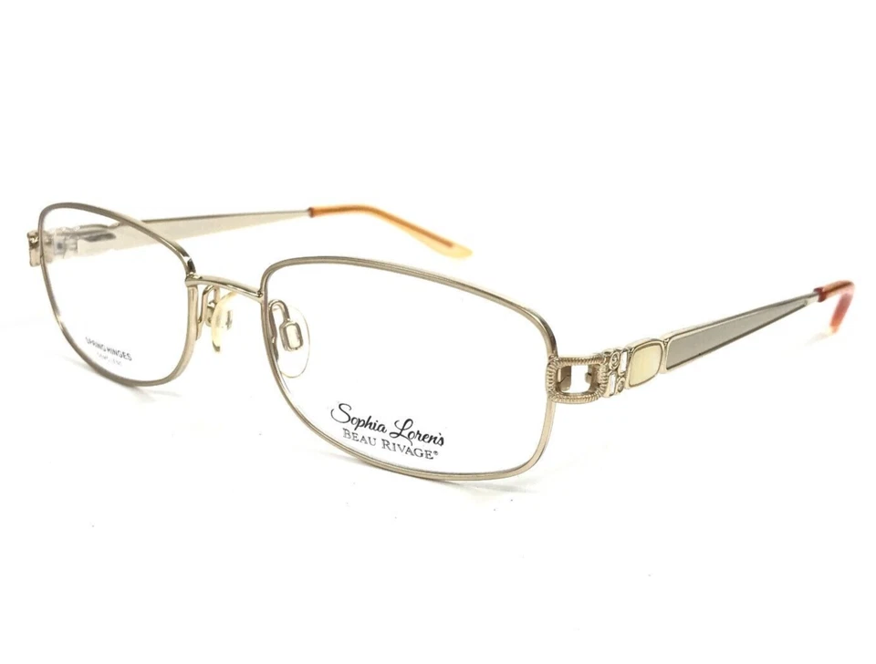 Sophia Loren Eyeglasses Frames BEAU RIVAGE 51 057 Light Gold Crystals 51-17-135 - Image 4 of 4